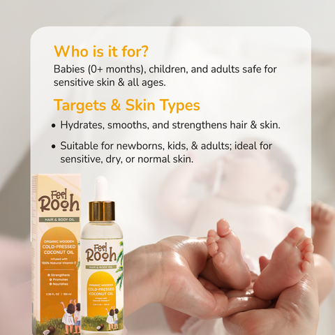 Feel Rooh Organic Wooden Cold-Pressed Coconut Oil