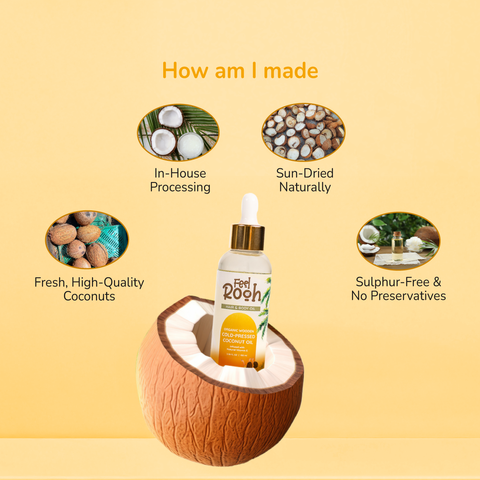 Feel Rooh Organic Wooden Cold-Pressed Coconut Oil