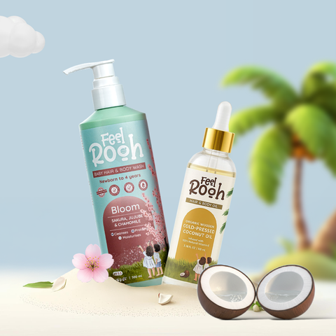 BLOOM Hair and Bodywash + Coconut Oil Care Combo - Feel Rooh