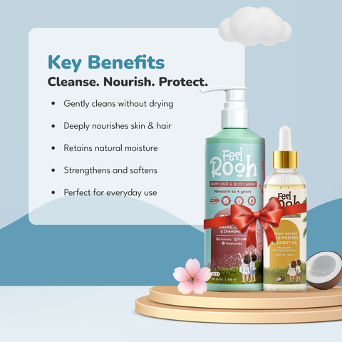 BLOOM Hair and Bodywash + Coconut Oil Care Combo - Feel Rooh