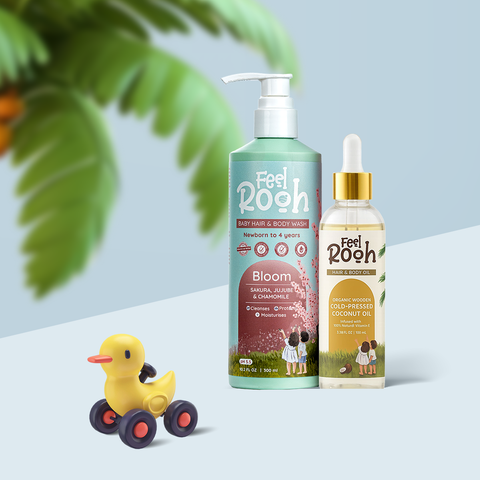 BLOOM Hair and Bodywash + Coconut Oil Care Combo - Feel Rooh